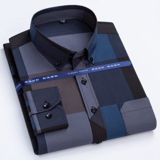 Quality Luxury Smooth Soft Non Iron Men's Long Sleeve Dress Shirt Designer Fashion Male Business Formal Button Casual Shirts - Shirts